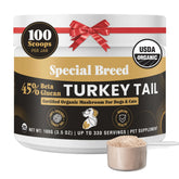 Special Breed polvo de Turkey Tail en frasco para apoyar defensas naturales de mascotas