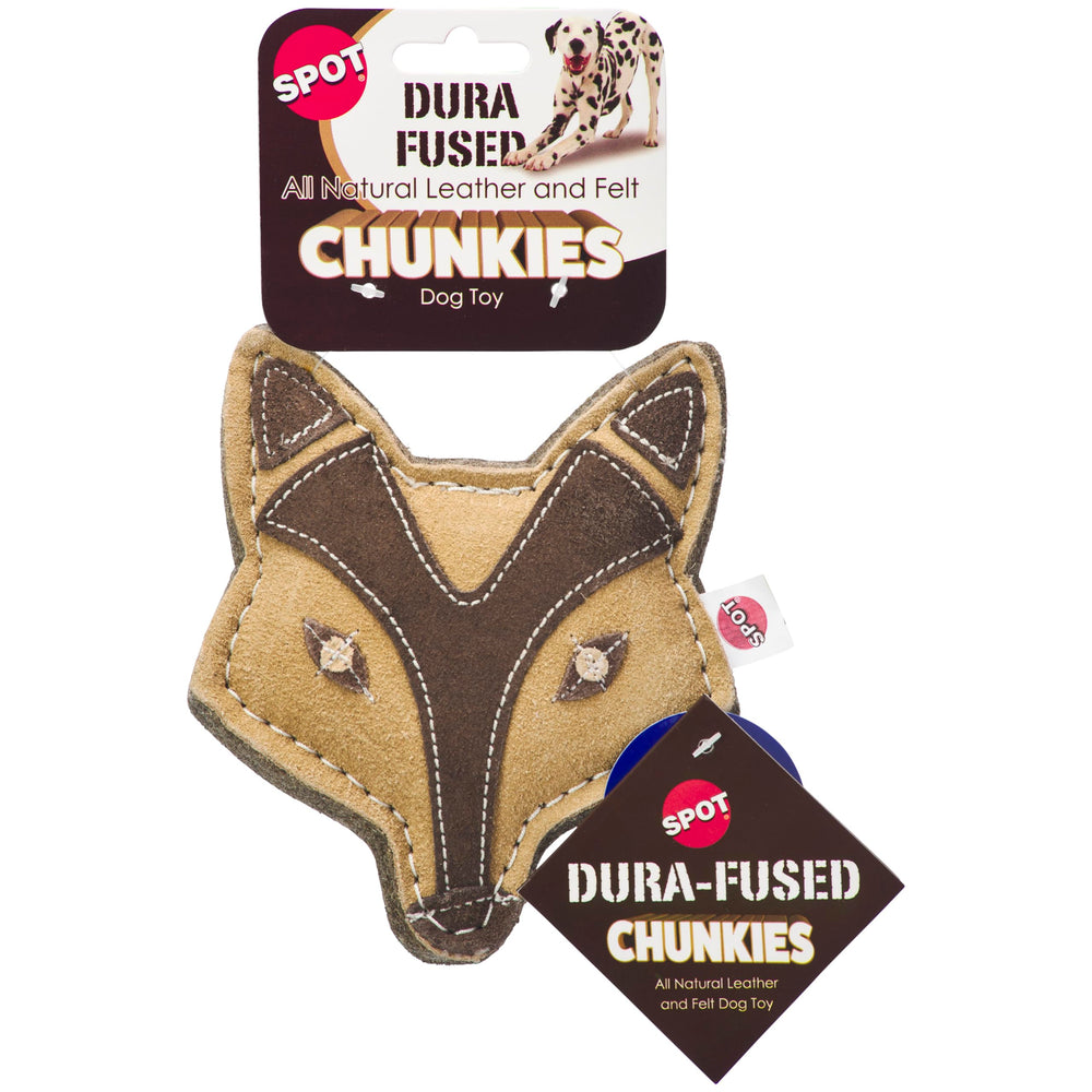 SPOT Dura-Fused Chunkies Fox con cuero real para morder sin desorden