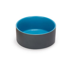 SPUNKYJUNKY tazón cerámico para perros y gatos, azul gris, estable y seguro.