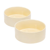 SPUNKYJUNKY tazón cerámico beige estable para perros y gatos, ideal para comidas diarias