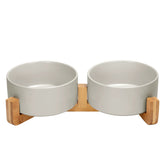 SPUNKYJUNKY conjunto cerámico para perros y gatos con base de madera estable
