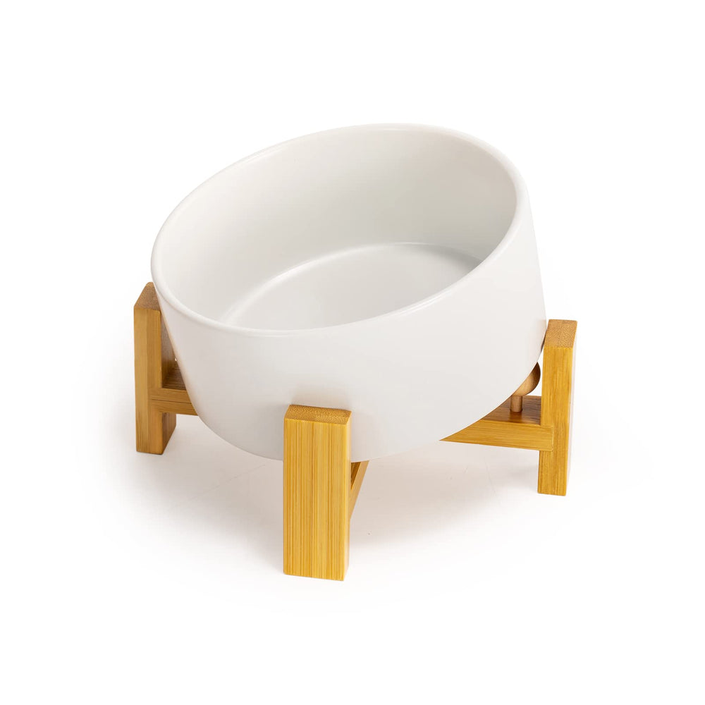 SPUNKYJUNKY plato cerámico inclinado para perros y gatos, facilita recoger la comida.