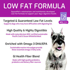 SquarePet VFS mezcla de fibra dietaria, prebióticos y probióticos para digestión saludable.
