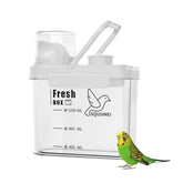 SQUSIMEI contenedor-alimento-aves tapado mantiene semillas frescas y protegidas para almacenamiento prolongado.