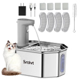 Fuente SROIVT para gatos en acero inoxidable, duradera y segura para mascotas.