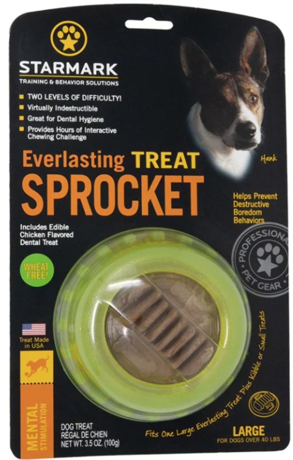 Starmark Everlasting Sprocket Grande, pelota de premios, mejora el juego y la higiene dental