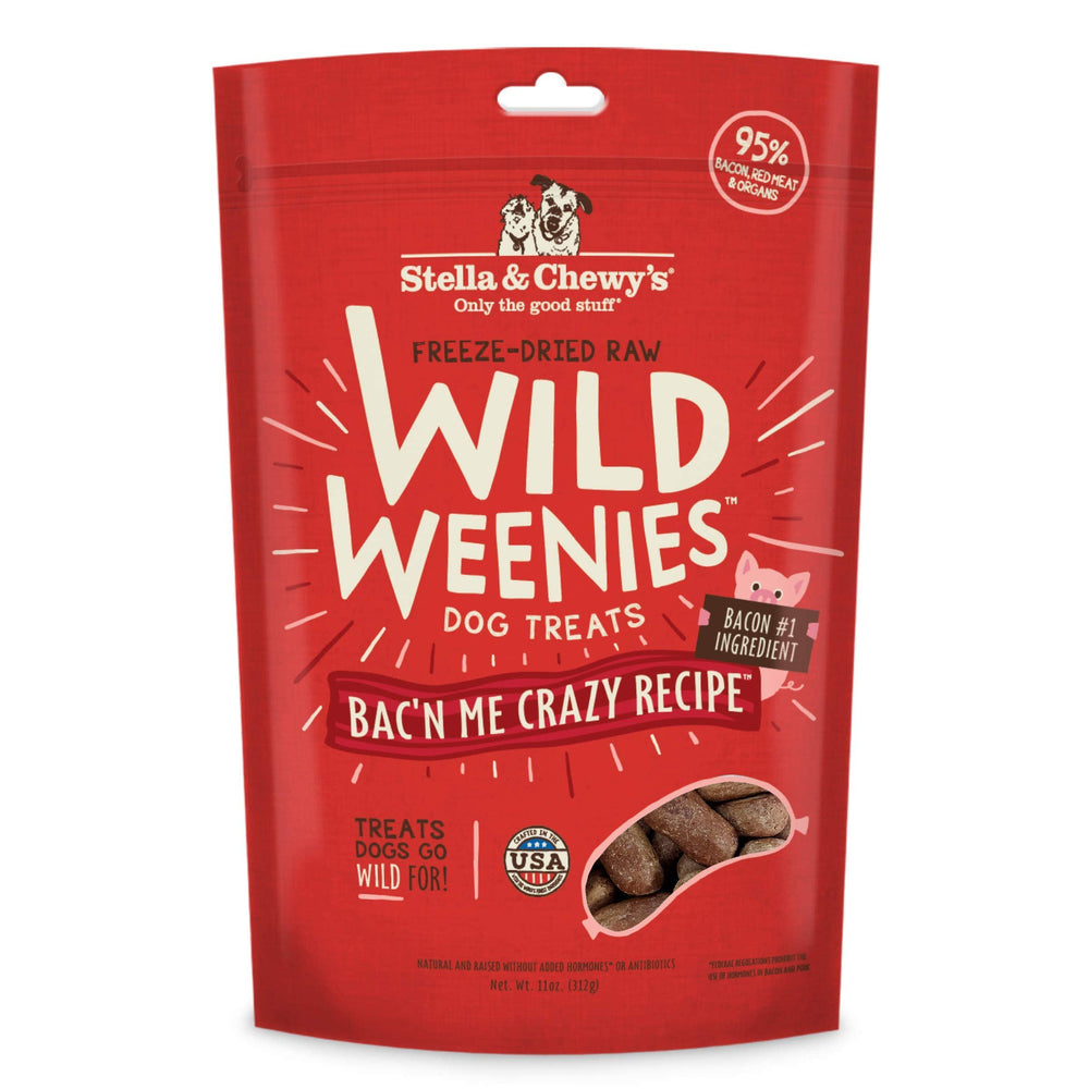 Stella & Chewy's Wild Weenies tocino crudo liofilizado, snack proteico para perros