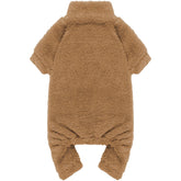 Pijama de peluche Stpiatue para perro XXS café, ideal para mantener el calor diario.