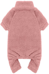 Pijamas de felpa Stpiatue para perro rosa con cuello alto, abrigador y suave.