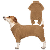 Pijama de perro Stpiatue con felpa suave para noches frías.