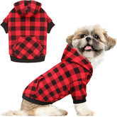 Suéter para perro Stpiatue con bolsillo frontal en cuadros rojos estilo búfalo