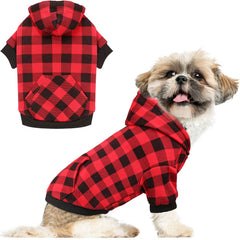 Suéter para perro Stpiatue con bolsillo frontal en cuadros rojos estilo búfalo