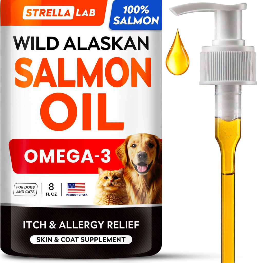 STRELLALAB Aceite de salmón Alaska para perros en bote, mejora el pelaje.