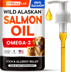 STRELLALAB Aceite de salmón Alaska para perros en bote, mejora el pelaje.