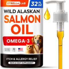 STRELLALAB aceite salmón Alaska para perros, botella para uso diario