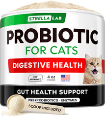 StrellaLab Cat Probiotic Powder: empaque para cuidado diario de la digestión felina.