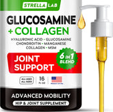 STRELLALAB glucosamina líquida para perros, botella de 16 oz, soporte articular diario.