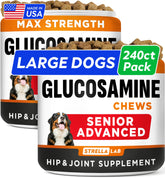 STRELLALAB glucosamina para perros mayores, sabor tocino, pack 240, apoyo articular