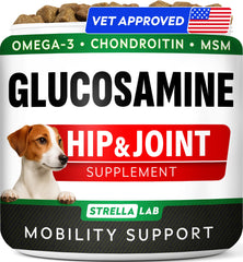 STRELLALAB glucosamina para perros envase: promueve movilidad diaria con sabor agradable