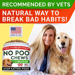 Etiqueta STRELLALAB No Poo Chews con probióticos y enzimas para digestión.