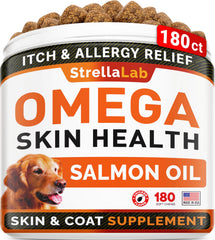 StreLLaLab Omega 3 para perros, bote de 180 bocados, posible apoyo a piel y pelaje