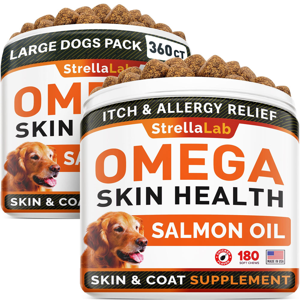 StrellaLab Omega3 para perros, bocados de salmón para pelaje saludable