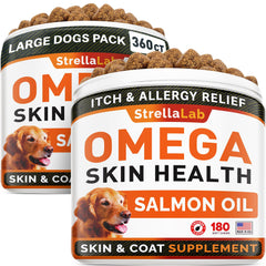 StrellaLab Omega3 para perros, bocados de salmón para pelaje saludable