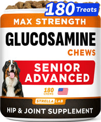 STRELLALAB Senior glucosamina condroitina, sabor bacon, masticable para movilidad articular.