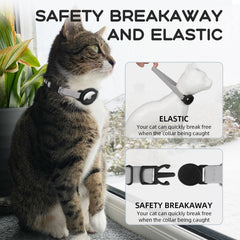 Collar sucegi AirTag con estiramiento 1.8x para gatos de distintos tamaños.