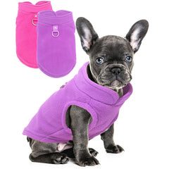 Sueter-perro-fleece-vest rosa, mantiene al perro abrigado durante paseos.