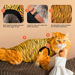 Suitical mono de recuperación para gatos, lateral, protección de incisiones