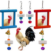 Sumind espejo para gallina colgante rojo, estimula curiosidad visual.