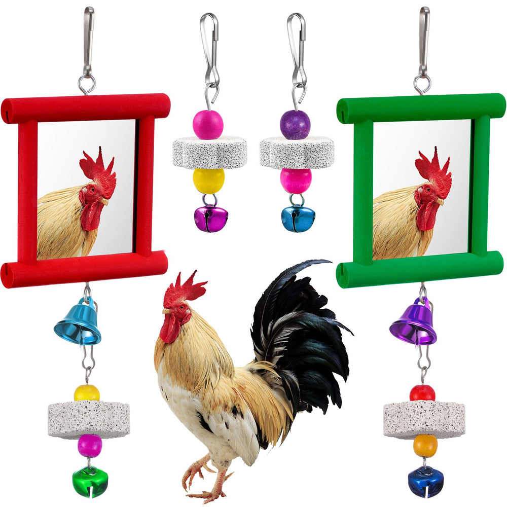 Sumind espejo para gallinas colgante rojo, estimula exploración visual