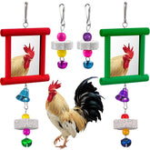 Sumind espejo para gallinas colgante rojo, estimula exploración visual
