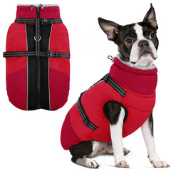 SUNFURA chaqueta de invierno para perros con arnés integrado, ideal para paseos seguros.
