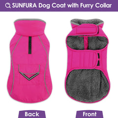 SUNFURA abrigo para perro, vista trasera, tiras reflectantes para mayor visibilidad