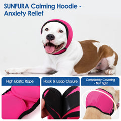 SUNFURA capucha calmante para cabeza de perro, facilita relajación.