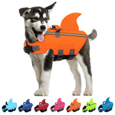 Sunfura chaleco salvavidas para perro con tiburón frontal, ideal para nadar con seguridad.