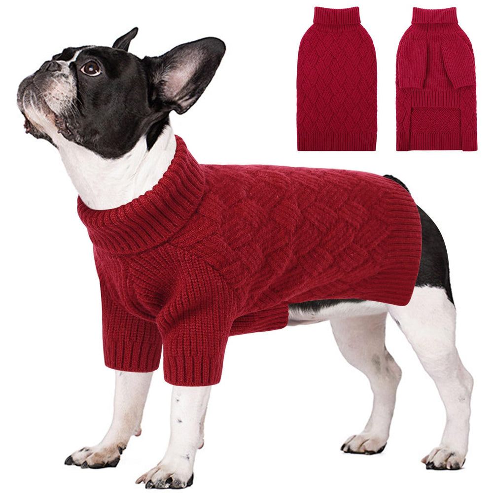 SUNFURA suéter para perro mediano con cuello alto y tejido suave para días fríos.