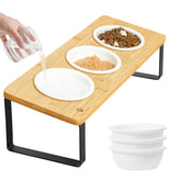 Sunhoo cuencos cerámicos elevados para gato, facilitan una postura correcta al comer y mejor higiene.