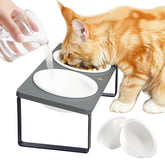 Sunhoo platos cerámicos elevados para gatos, ideales para una postura cómoda durante la comida.