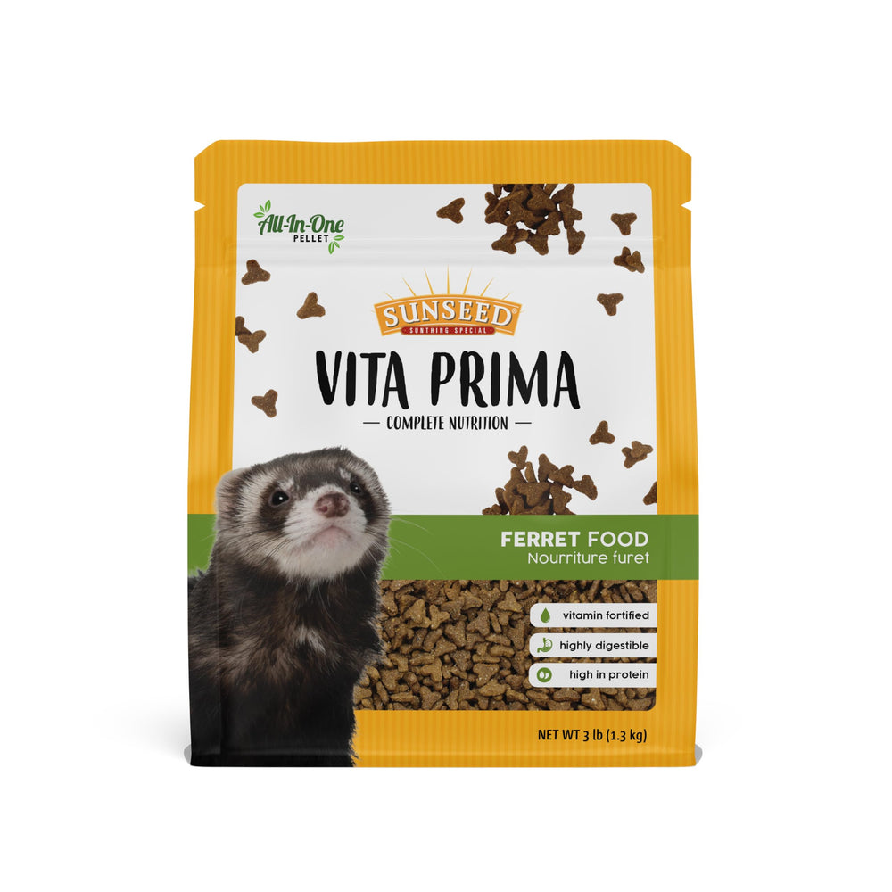 Sunseed Vita Prima para hurones, pellets dentales que favorecen la limpieza de dientes.