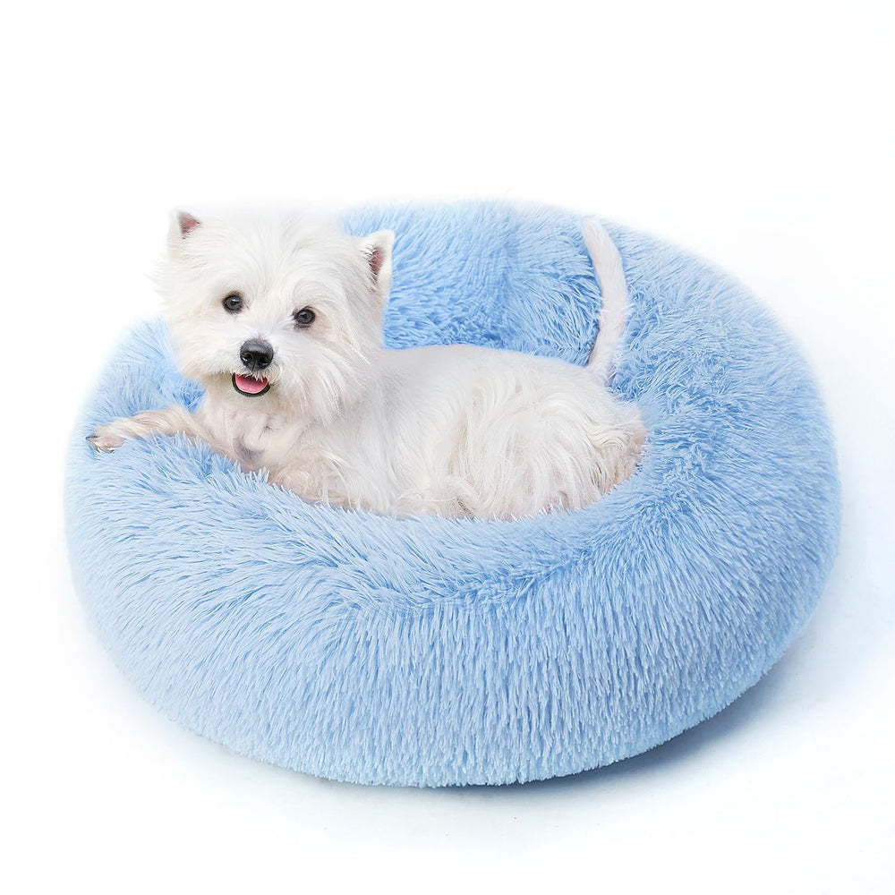 SunStyle Home cama donut 20 pulgadas azul claro, refugio cómodo para mascotas.