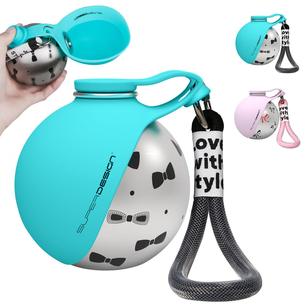 Super Design botella de agua para perros 2 en 1 para paseos