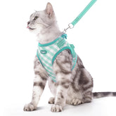 Supet arnés y correa para gato, malla suave y ajustable para paseos seguros.