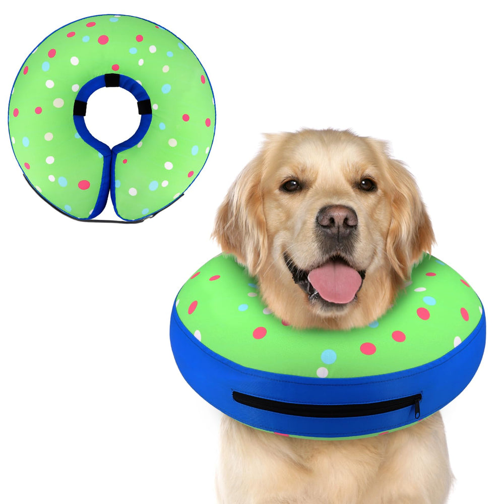 Supet cono inflable donut para perros, evita lamer la herida tras cirugía