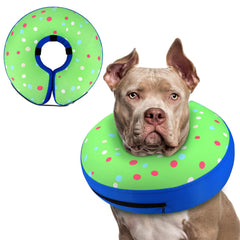 Supet collar inflable para perro postoperatorio, evita lamer la herida con un diseño amigable.