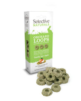 Supreme Petfoods Selective Naturals Orchard Loops pack front highlighting natural ingredients for small pets.