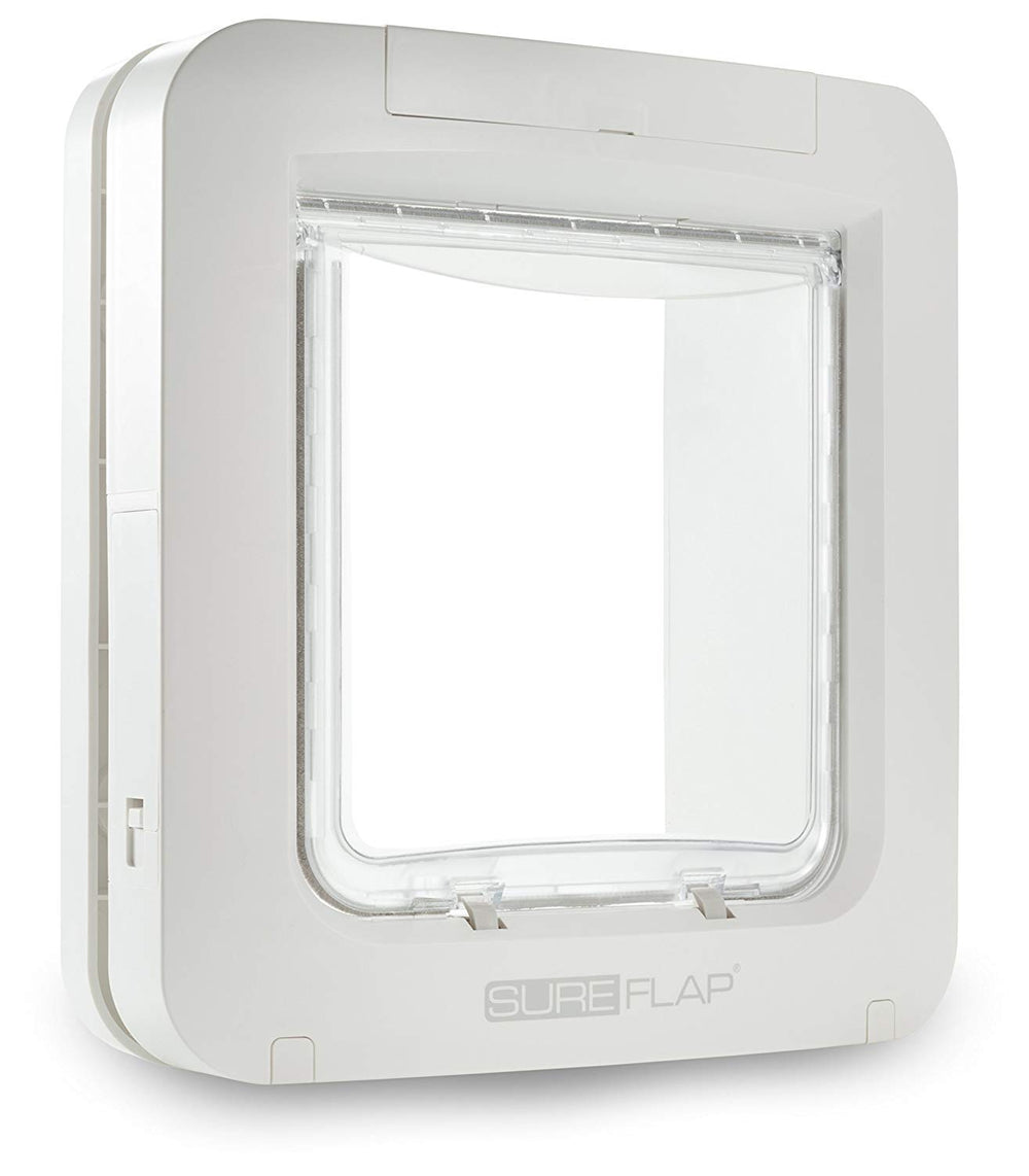 SureFlap Puerta microchip para mascotas, vista frontal, acceso selectivo.
