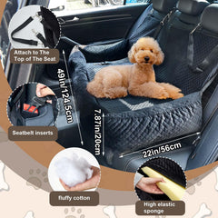 Suzile cama con cinturón de seguridad, modo cama y coche para perros.